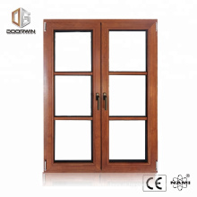Design de moda de madeira de carvalho frança janela com vidros duplos e design grade real